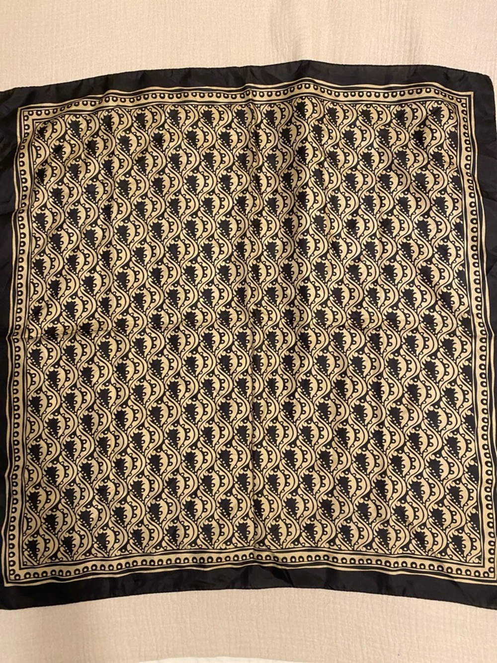 Yves Saint Laurent Black and Gold Paisley Silk Scarf - Picture 2 of 6